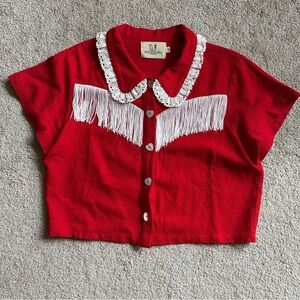 Fashion Brand Company by penelope gazin valentine western fringe linen top